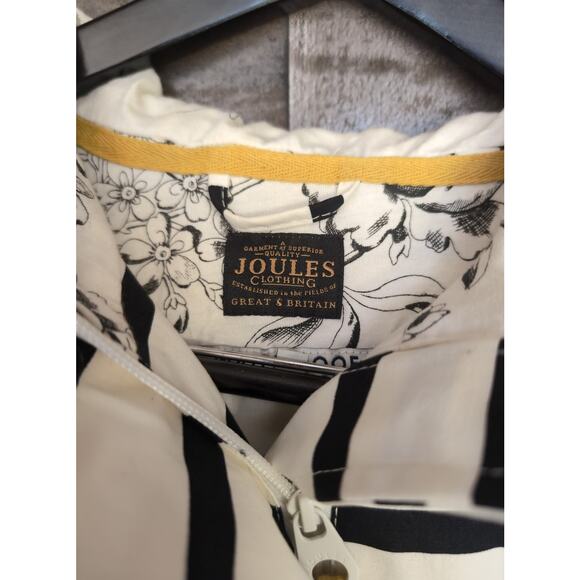 Black and White Stripe Joules Coast Waterproof Hooded Jacket - Picture 2 of 6